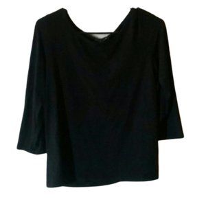 {Eileen Fisher} Black Scoop Neck 3/4 Sleeve Top